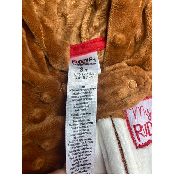 Rudolph Raindeer Minky Full Zip 1 Piece size 3 Months - Picture 3 of 4